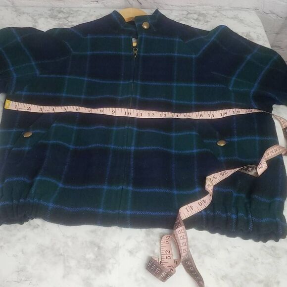 Vintage Women Pendleton 100% Wool Green and Blue Plaid Jacket - Picture 3 of 12